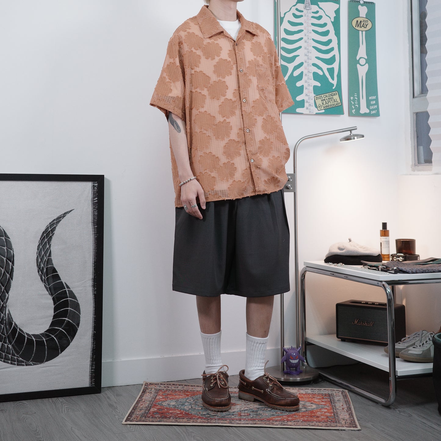 Orange Flower Pattern Shirt