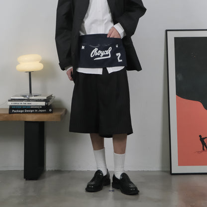 Pleated Stripe Half Pants