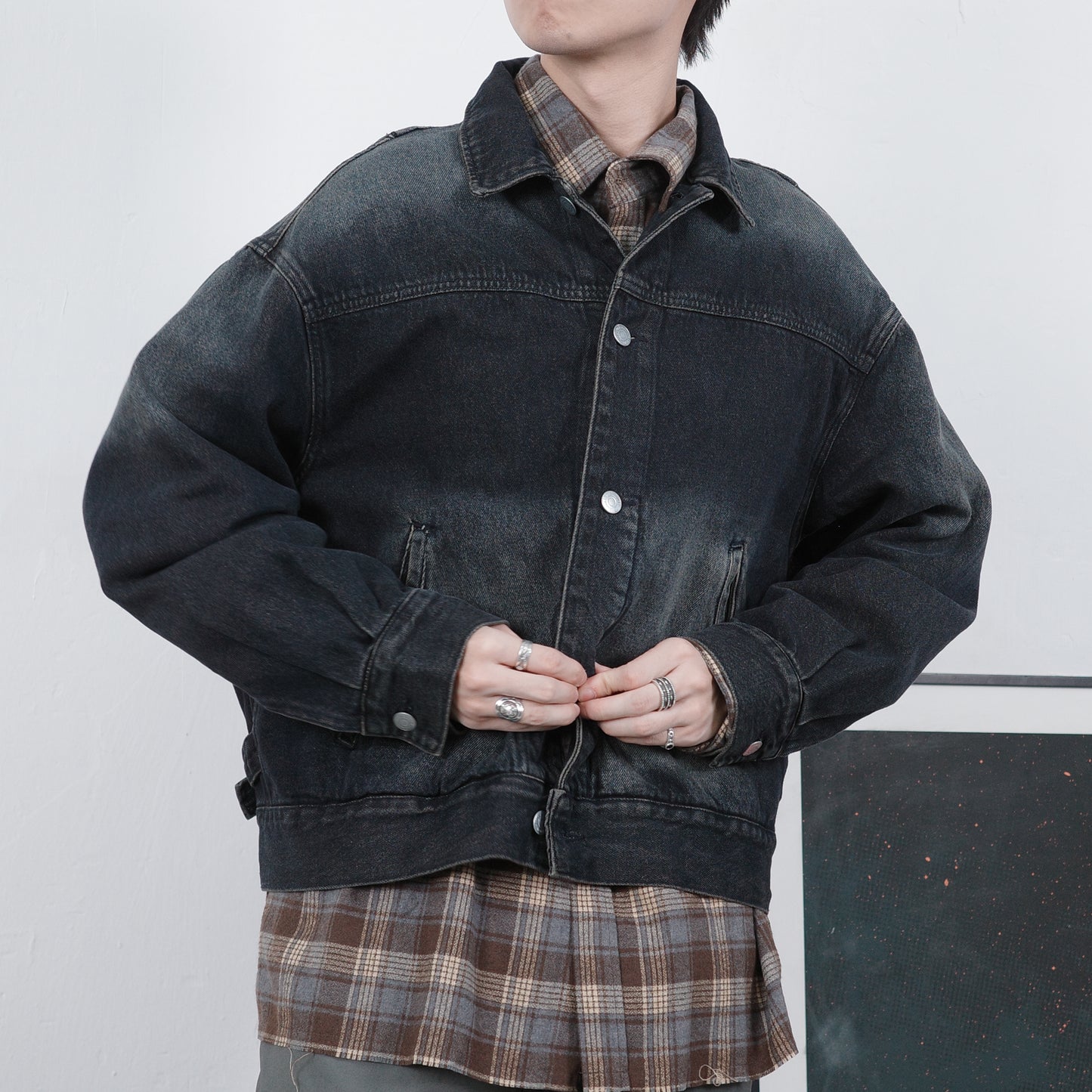 Dirty Washed Wide Denim Jacket