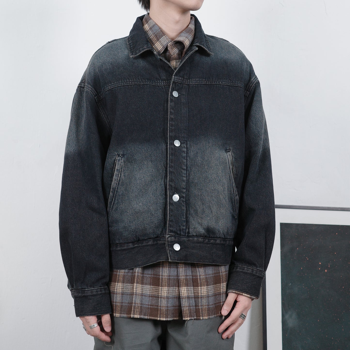 Dirty Washed Wide Denim Jacket