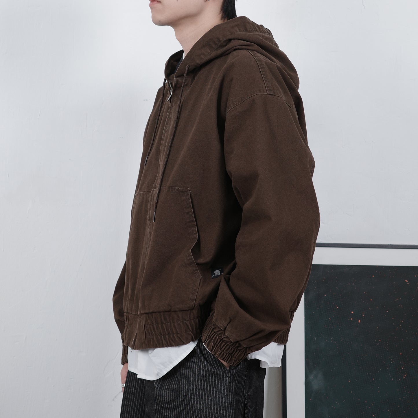Washed Brown Zip-up Hoodie