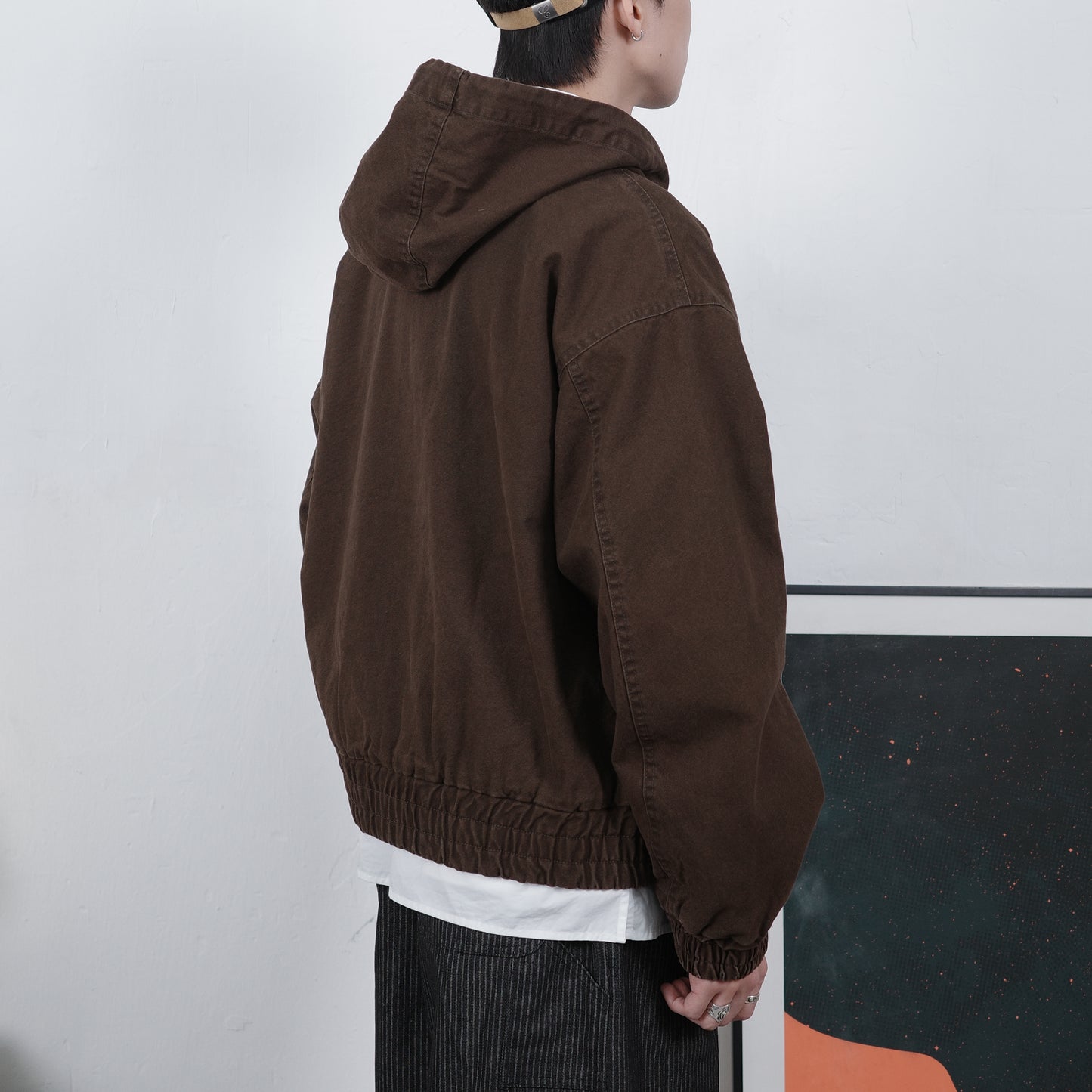 Washed Brown Zip-up Hoodie