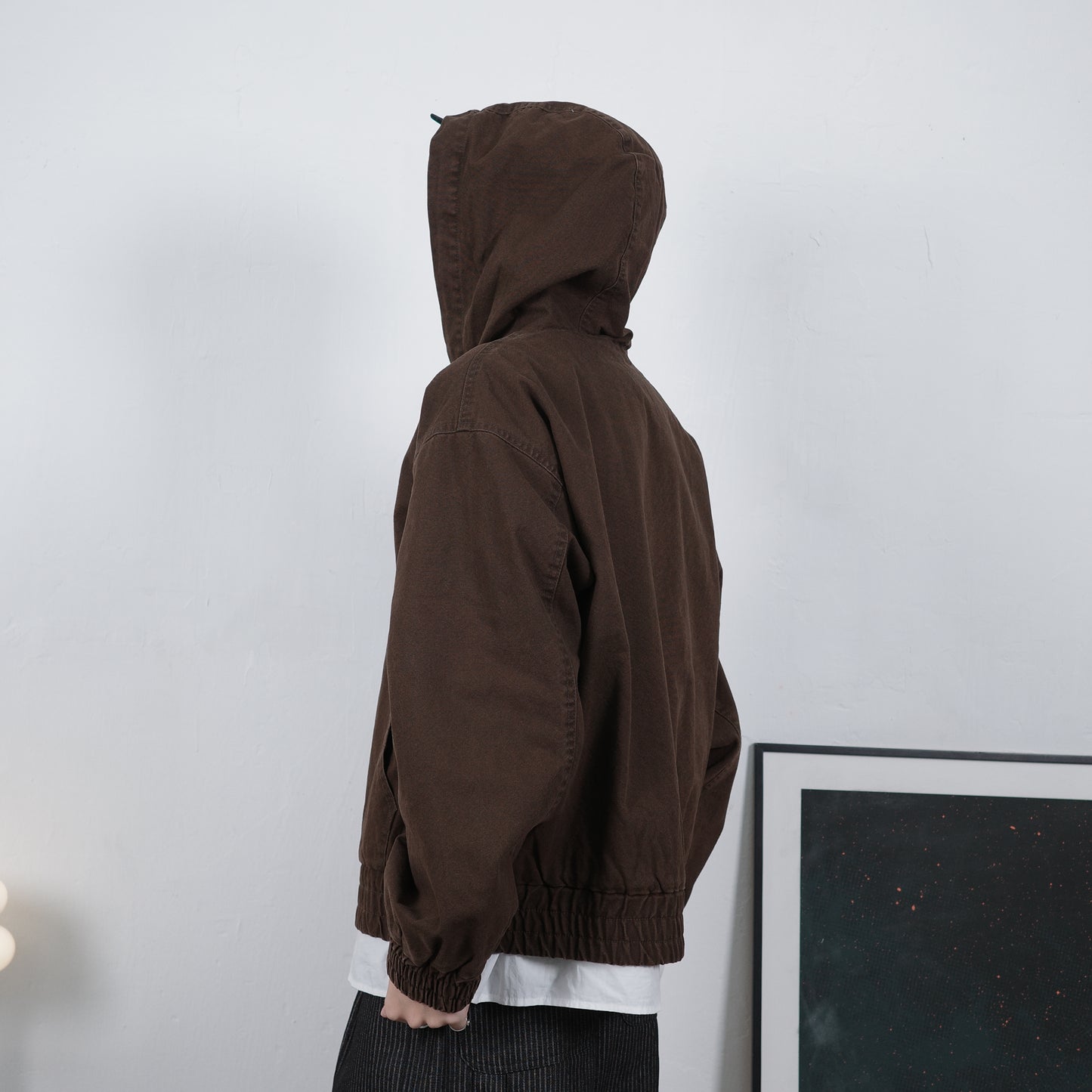 Washed Brown Zip-up Hoodie