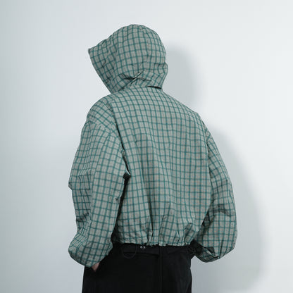 Cropped Check Hooded Jacket