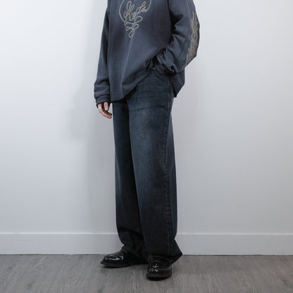 Washed Wide-Leg Jeans