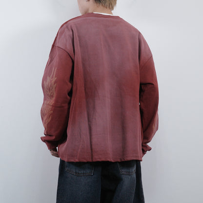 Embroidery-Print Washed Top