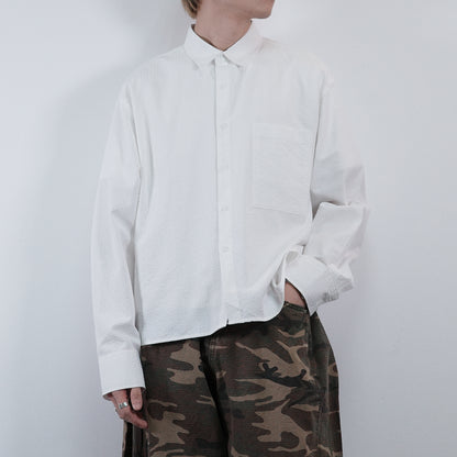 Textured Cropped Shirt