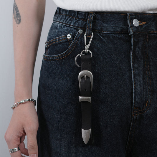 Leather belt keychain