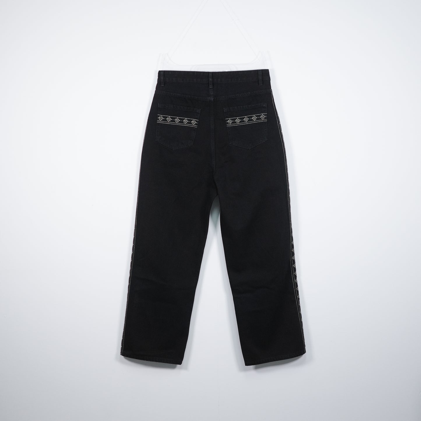 Flower Pattern Track Jeans