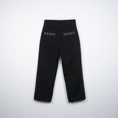 Flower Pattern Track Jeans