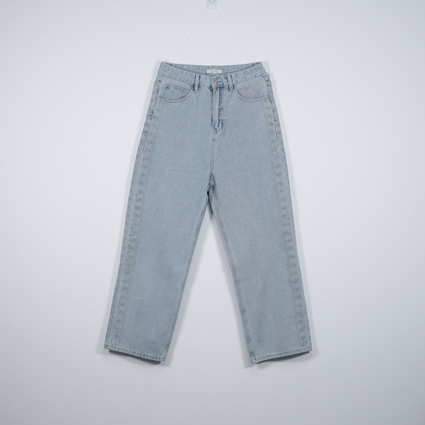 Flower Pattern Track Jeans