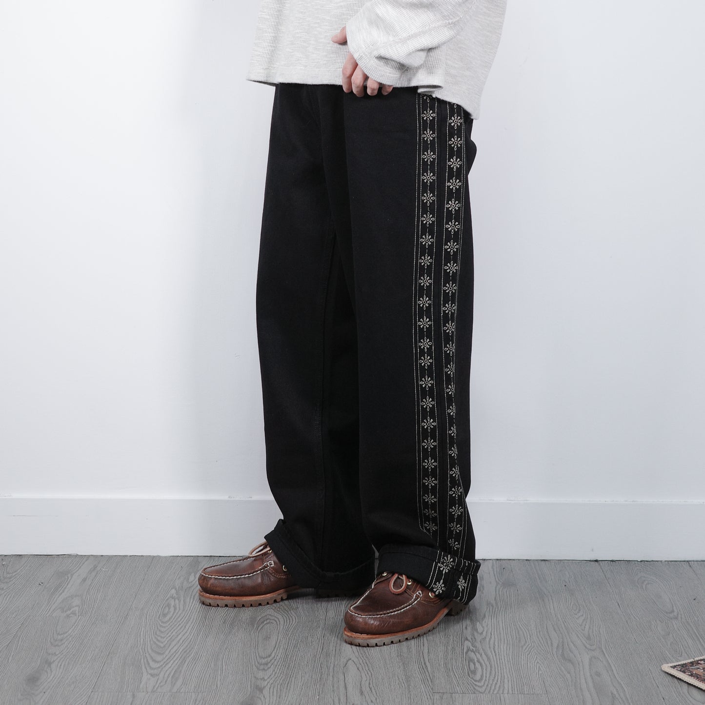 Flower Pattern Track Jeans