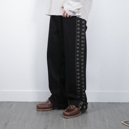 Flower Pattern Track Jeans