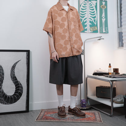 Orange Flower Pattern Shirt