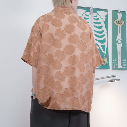 Orange Flower Pattern Shirt