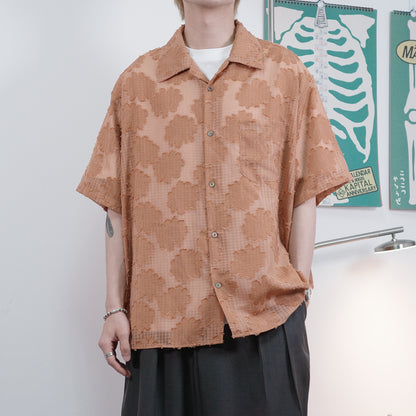 Orange Flower Pattern Shirt
