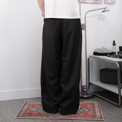 Pleated Stripe Baggy Trousers